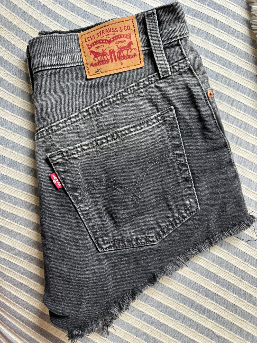 Levi's Black Washed Denim Frayed Hem Skirt
